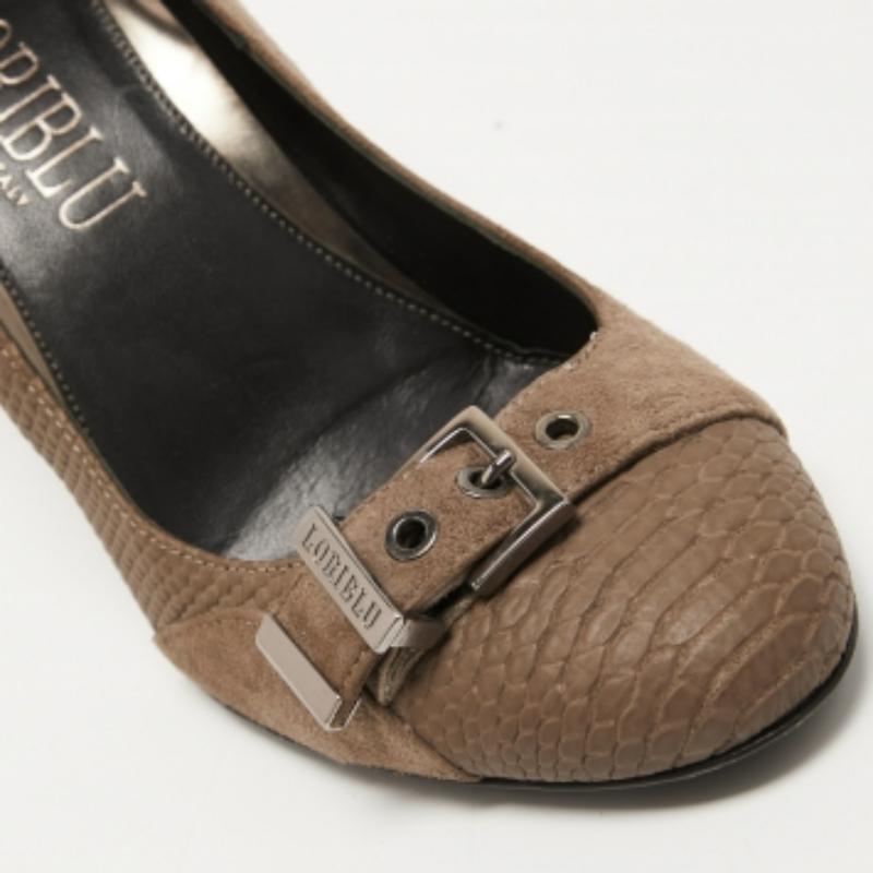 Loriblu Pumps in camoscio marrone e pitone goffrato misura 37,5 In condizioni buone in vendita a Dubai, Al Qouz 2