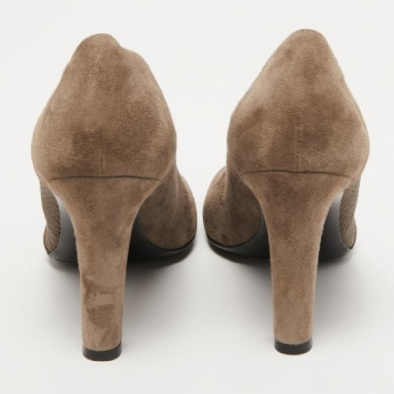 Donna Loriblu Pumps in camoscio marrone e pitone goffrato misura 37,5 in vendita
