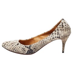 Lanvin Beige/Brown Python Print Canvas Pumps Taglia 41