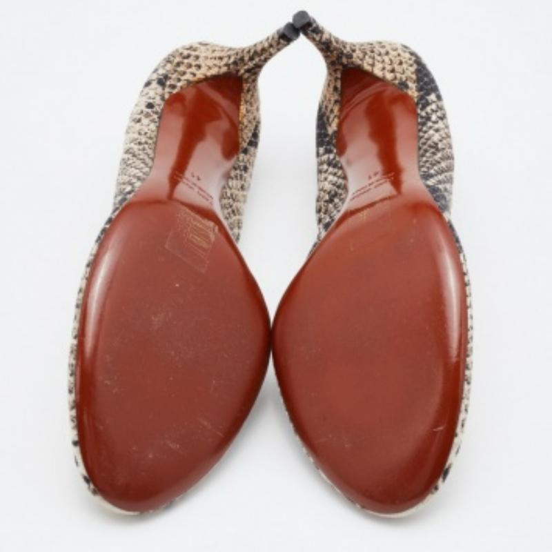 Lanvin Beige/Brown Python Print Canvas Pumps Taglia 41 in vendita 1