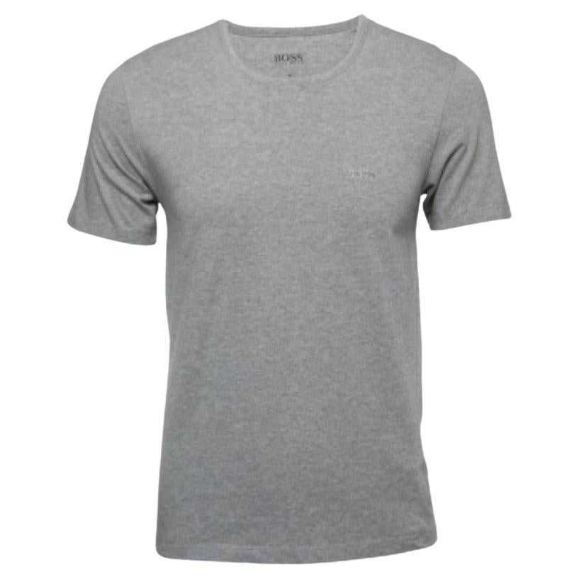 Boss By Hugo Boss - Maglietta in cotone grigio con logo ricamato M. T. I.