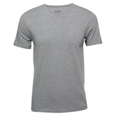 Boss By Hugo Boss - Maglietta in cotone grigio con logo ricamato M. T. I.