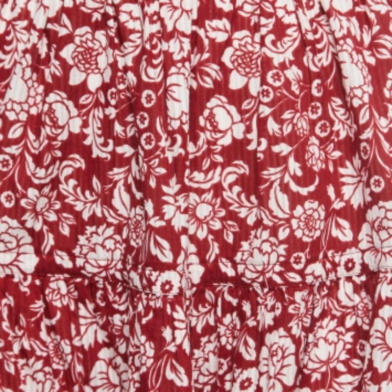 See By Chloe - Minigonna in cotone con stampa floreale e rifiniture in pizzo, colore rosso S in vendita 2