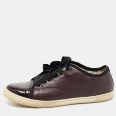 Lanvin, pelle borgogna e pitone goffrato, scarpe da ginnastica basse con punta a cappuccio, taglia 37