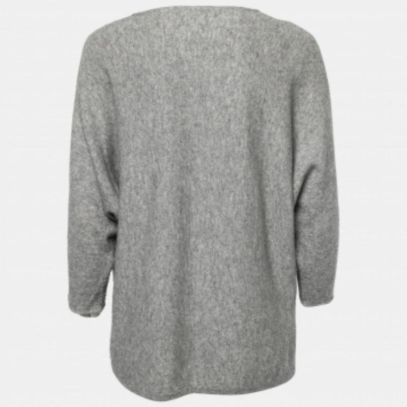 Donna CH Carolina Herrera Maglione in lana grigio con manica a soffietto M. in vendita