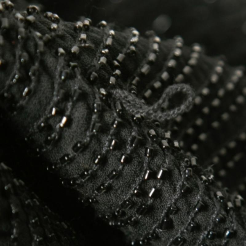Diane von Furstenberg Noir New Sol Two Bugle Bead Embellished Mini Dress M en vente 1