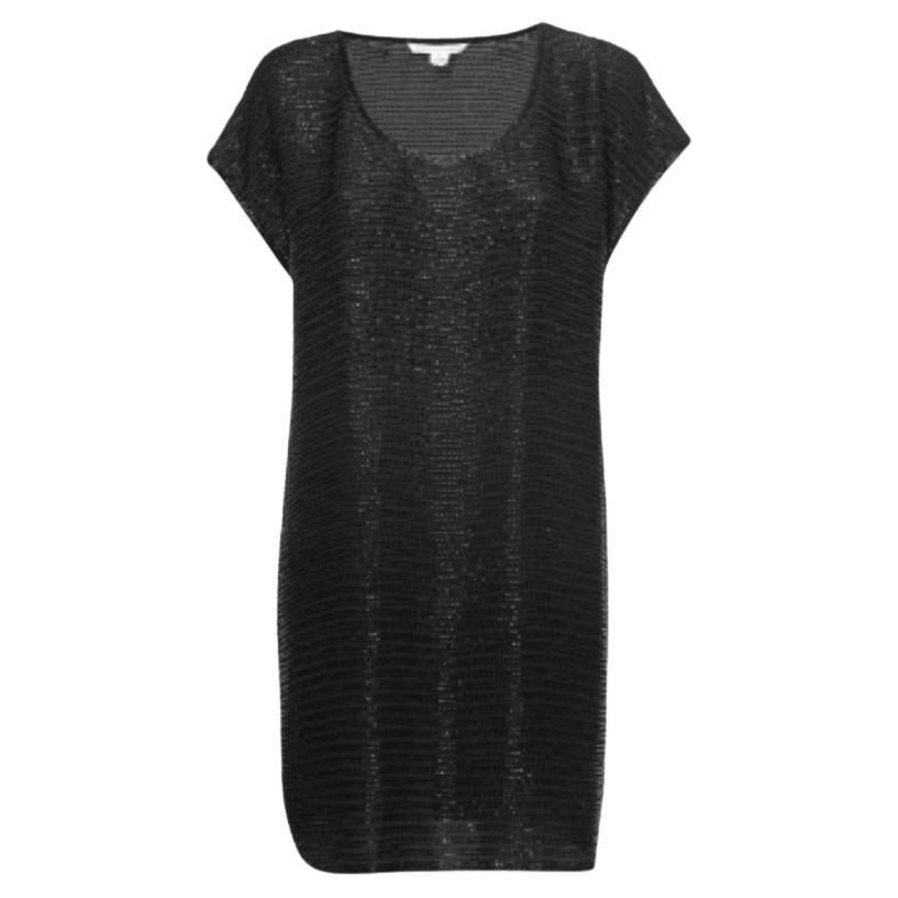 Diane von Furstenberg Noir New Sol Two Bugle Bead Embellished Mini Dress M