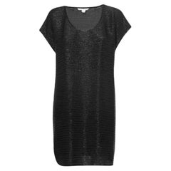 Diane von Furstenberg Nero New Sol Two Bugle Bead Embellished Mini Dress M.
