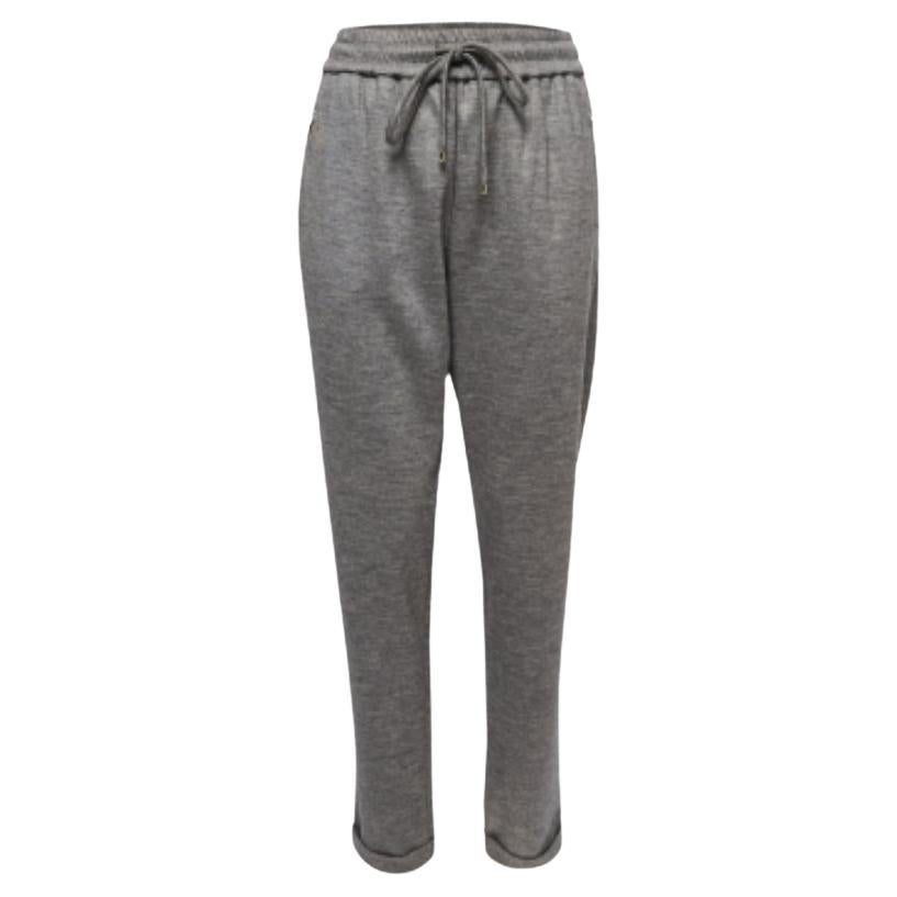 CH Carolina Herrera Pantaloni in lana grigia con vita elasticizzata L. in vendita