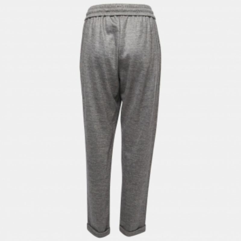 CH Carolina Herrera Pantaloni in lana grigia con vita elasticizzata L. in vendita 1