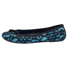 D.G. Ballerine con fiocco in pizzo e raso nero/blu misura 39