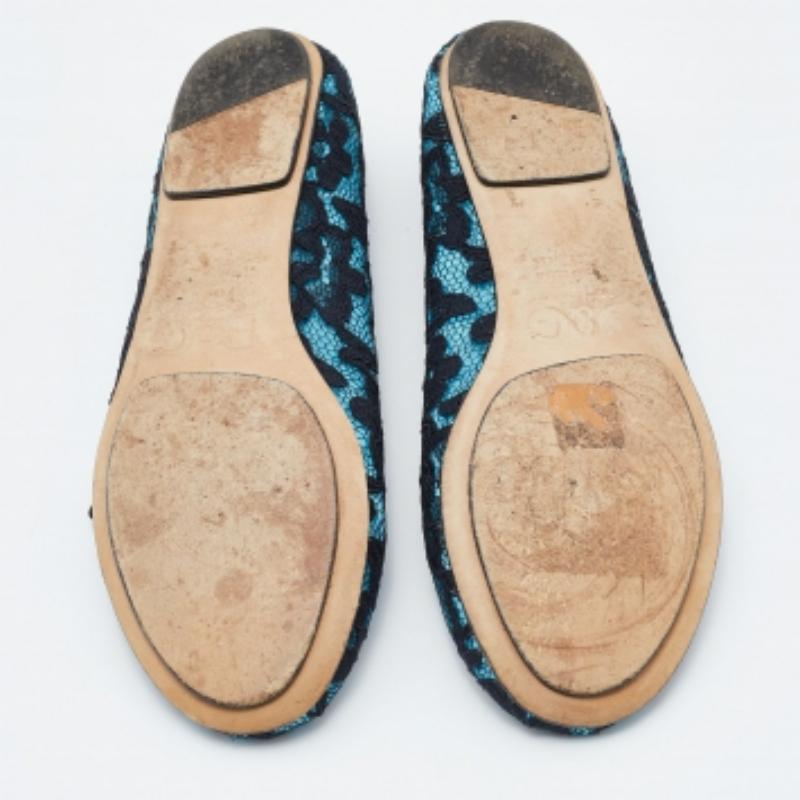 Bailarinas con lazo de raso y encaje negras/azules D&G talla 39 en venta 3