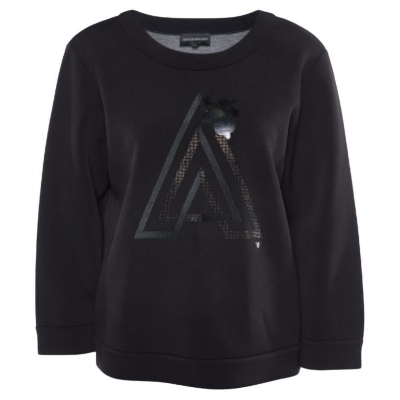 Emporio Armani Felpa nera in jersey A Embellished L