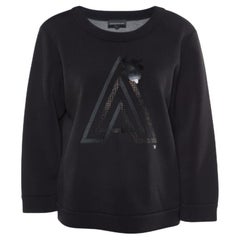 Emporio Armani Felpa nera in jersey A Embellished L