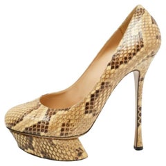 Nicholas Kirkwood Crema/Marrone, pelle di pitone con plateau Taglia 39