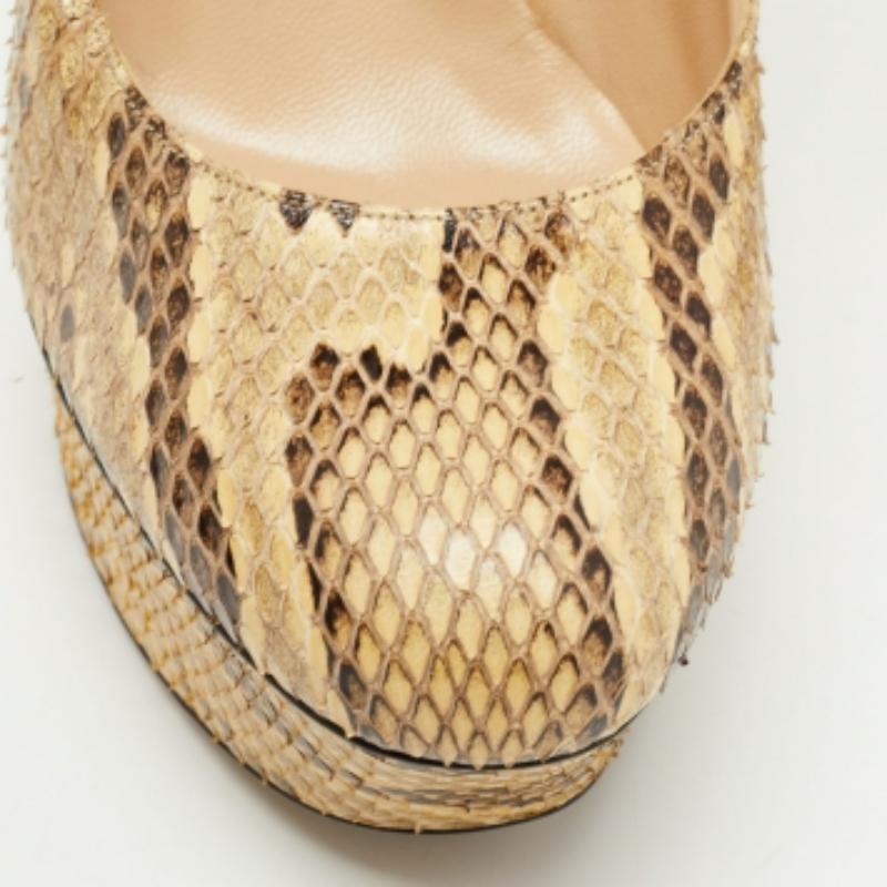 Nicholas Kirkwood Crema/Marrone, pelle di pitone con plateau Taglia 39 in vendita 2