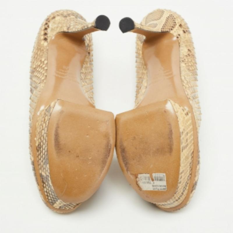 Nicholas Kirkwood Crema/Marrone, pelle di pitone con plateau Taglia 39 in vendita 4