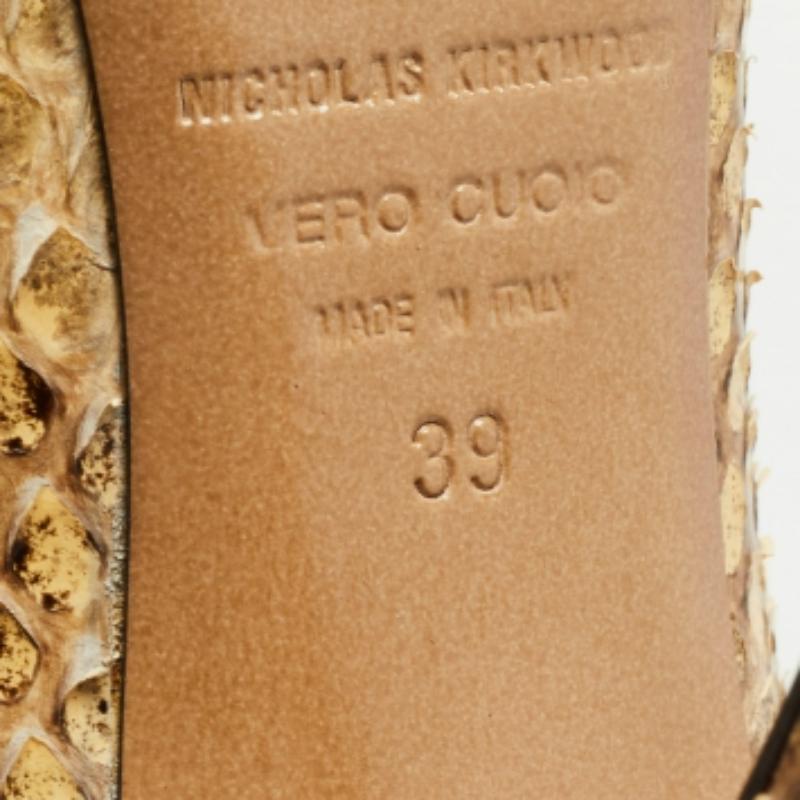 Nicholas Kirkwood Crema/Marrone, pelle di pitone con plateau Taglia 39 in vendita 5