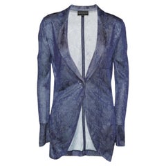 Emporio Armani Blazer blu navy in maglia traforata S