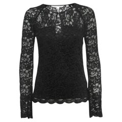 Diane von Furstenberg - Top a maniche lunghe in pizzo nero S