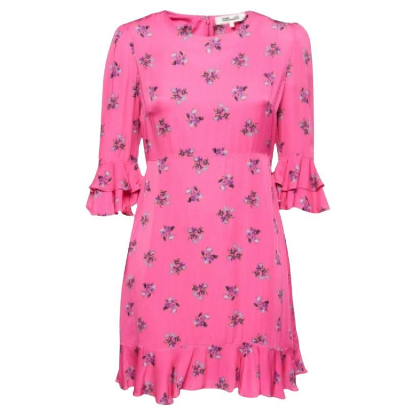 Diane von Furstenberg - Mini abito in crepe con dettaglio di volant e motivo floreale - S