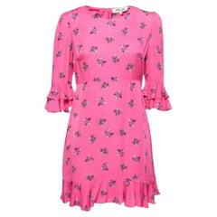 Diane von Furstenberg - Mini abito in crepe con dettaglio di volant e motivo floreale - S