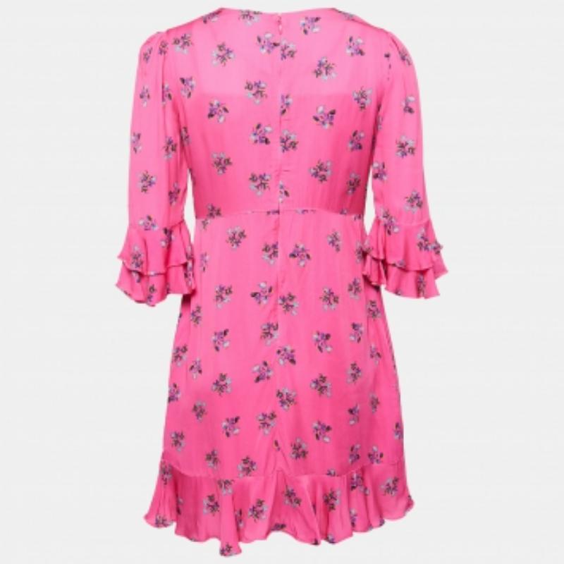 Diane von Furstenberg - Mini robe en crêpe à volants avec motifs floraux sur l'ensemble du corps S Bon état - En vente à Dubai, Al Qouz 2