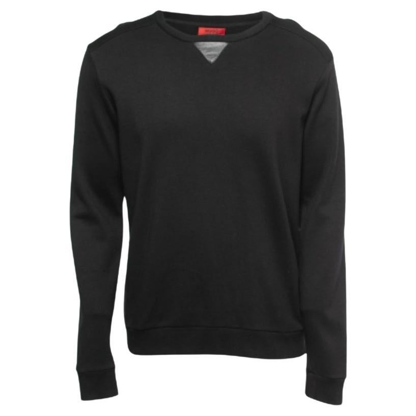 Boss By Hugo Boss Sudadera negra de punto de algodón con cuello redondo L en venta