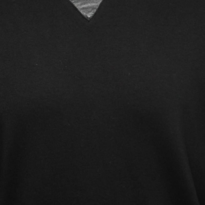 De los hombres Boss By Hugo Boss Sudadera negra de punto de algodón con cuello redondo L en venta