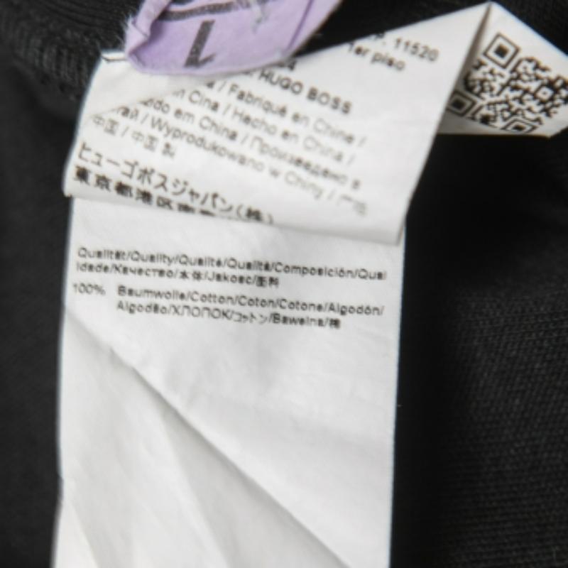 Boss By Hugo Boss Sudadera negra de punto de algodón con cuello redondo L Negro en venta
