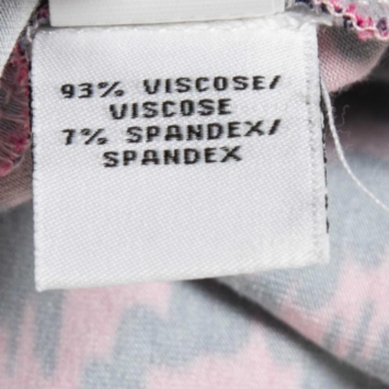 Diane Von Furstenberg - Mini robe à manches longues en maille imprimée, rose et bleu marine S Pour femmes en vente