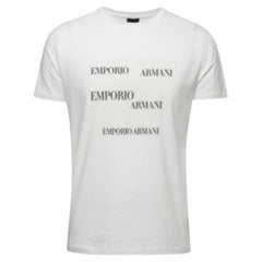 Maglietta girocollo in cotone stampata con logo bianco Emporio Armani XL