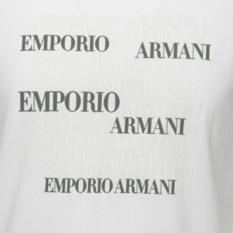 Maglietta girocollo in cotone stampata con logo bianco Emporio Armani XL in vendita 1
