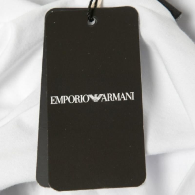 Grigio Maglietta girocollo in cotone stampata con logo bianco Emporio Armani XL in vendita