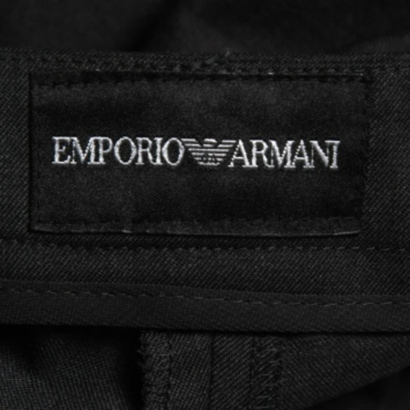 Donna Emporio Armani Pantaloni sartoriali in lana grigio antracite M. I. in vendita