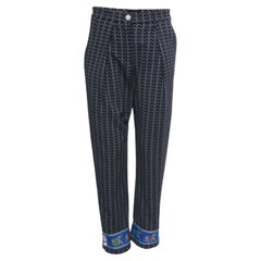 Emporio Armani Pantaloni neri in crêpe stampato con dettaglio elefante S