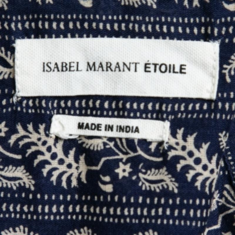 Isabel Marant Etoile - Top a tunica in cotone stampato con fiori blu navy M. In condizioni buone in vendita a Dubai, Al Qouz 2