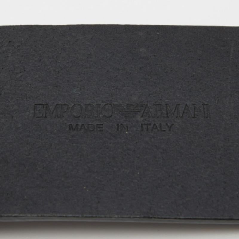 Emporio ARMANI Ceinture large en cuir noir à boucle brique Bon état - En vente à Dubai, Al Qouz 2