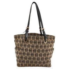 Michael Michael Kors - Tote Jet Set in tela e pelle beige/nera firmata