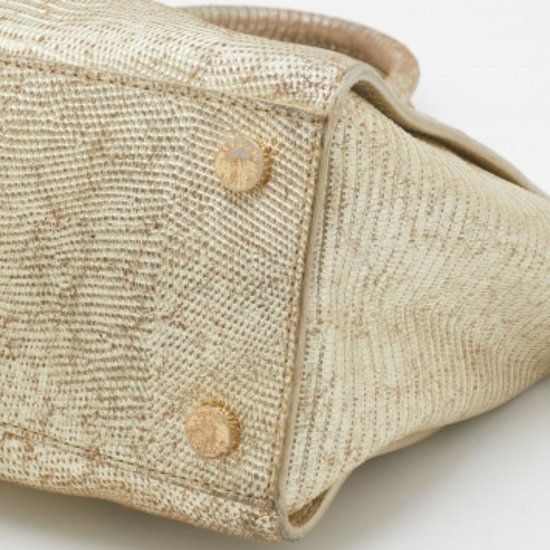 Michael Michael Kors - Grande borsa Selma in pelle goffrata color oro e pelle di serpente in vendita 3