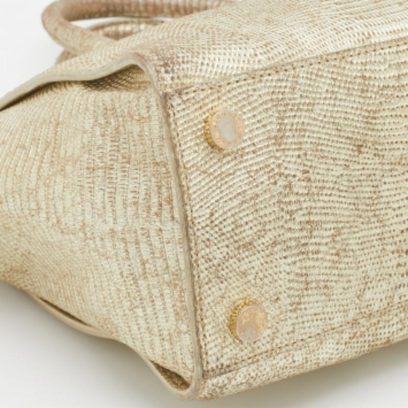 Michael Michael Kors - Grande borsa Selma in pelle goffrata color oro e pelle di serpente in vendita 4