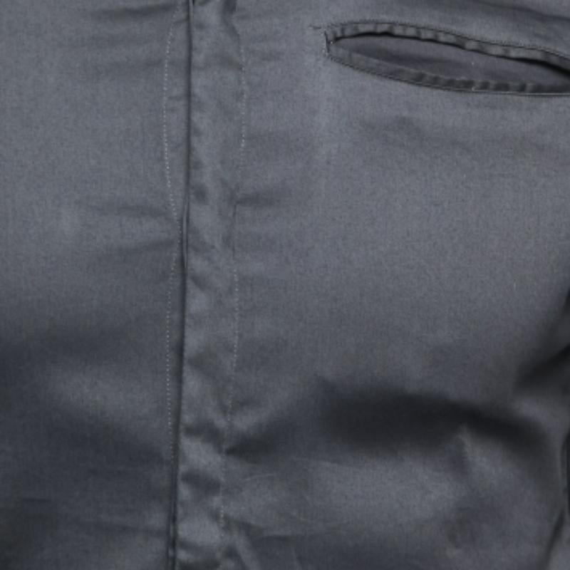 Emporio ARMANI Camisa gris de algodón con botones y manga larga S en venta 1
