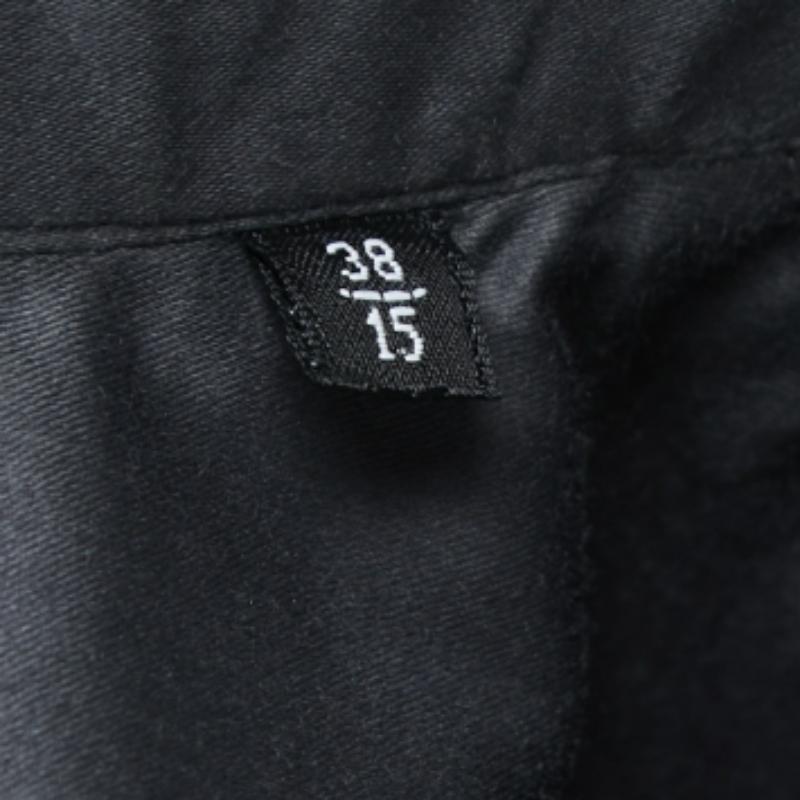 Emporio ARMANI Camisa gris de algodón con botones y manga larga S Negro en venta