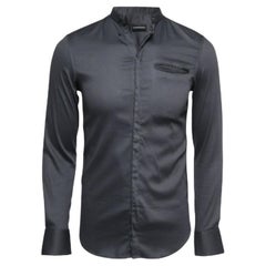 Emporio Armani - Camicia a maniche lunghe in cotone grigio con bottoni S