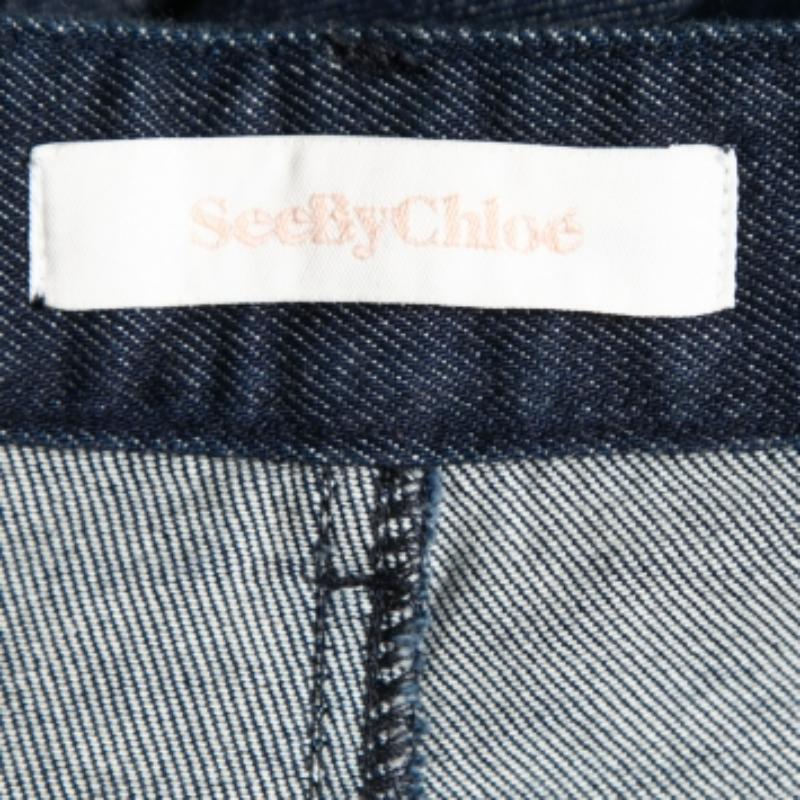 See By Chloe Vaqueros de mezclilla azul índigo con ribete de encaje S Cintura 27 Azul en venta