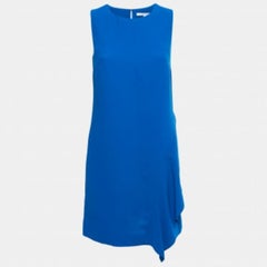 Diane von Furstenberg - Vestito midi senza maniche con dettagli in crêpe blu S