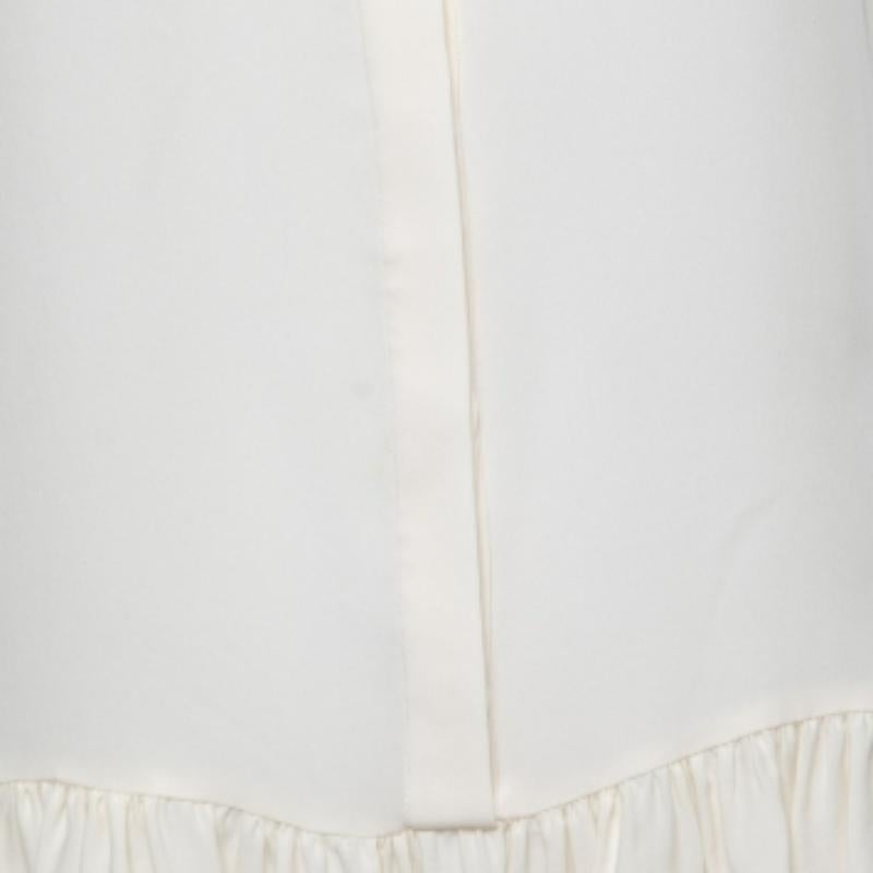 Diane von Furstenberg Top de seda crema sin mangas con dobladillo de volantes S Gris en venta