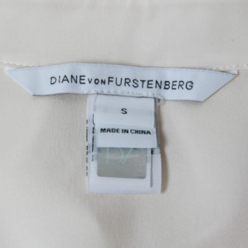 De las mujeres Diane von Furstenberg Top de seda crema sin mangas con dobladillo de volantes S en venta