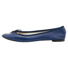 Repetto Ballerine con fiocco in pelle blu in rilievo taglia 40