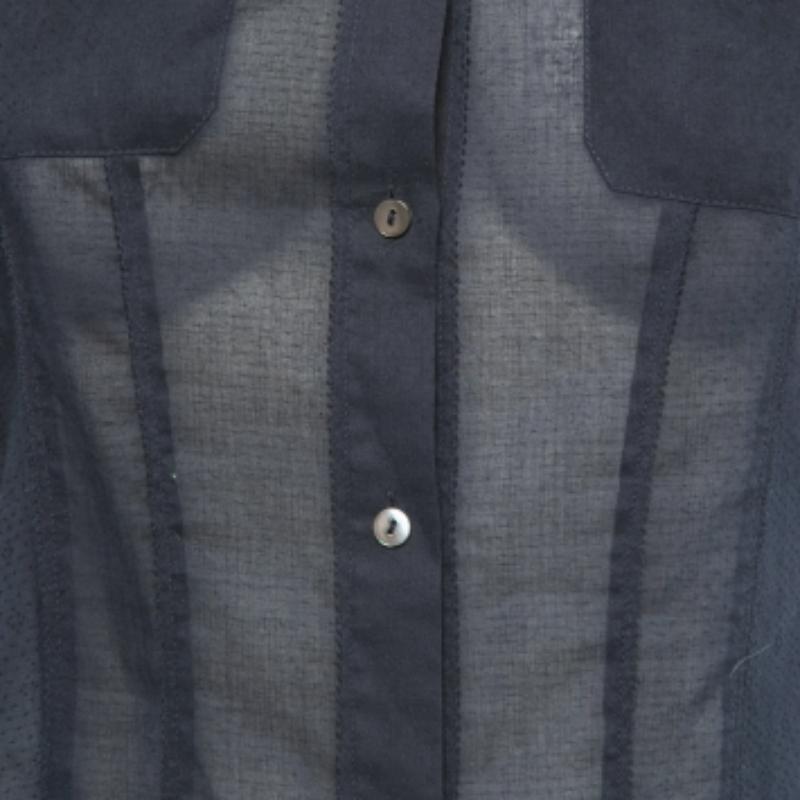 Diane von Furstenberg Camisa Bea Algodón Azul Marino XS Negro en venta